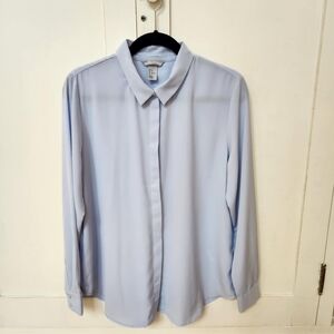 H&M Matte satin button front blouse - Pale Blue - Size 12 - EUC
